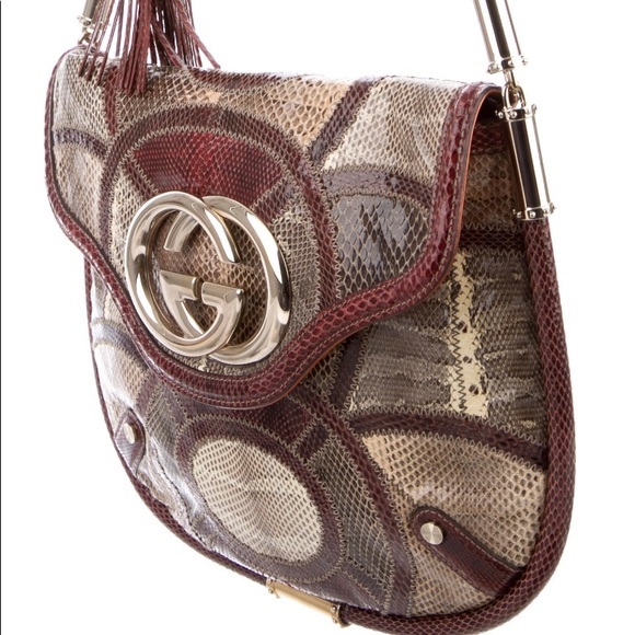 Gucci Patchwork Python & Lizard Britt Shoulder Bag - Picture 3 of 5